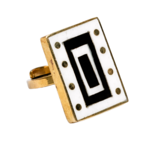 brass dot rectangle ring