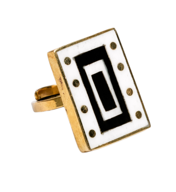 brass dot rectangle ring